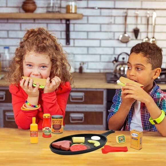 Play Food Set for Kids Mexican Taco Pretend Play Kitchen Toy for Toddlers with - Picture 4 of 5